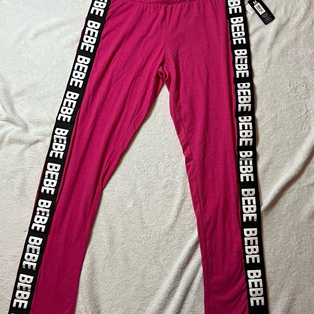 Bebe Hot Pink Logo Sleep Joggers | Size M | NWT